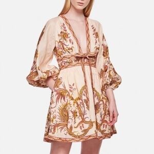 Zimmermann Cassia Linen Plunge Minidress